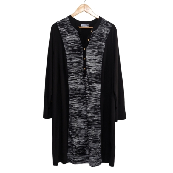 Calvin Klein Black and White Space Dye Shift Dress size 2X - Picture 1 of 3